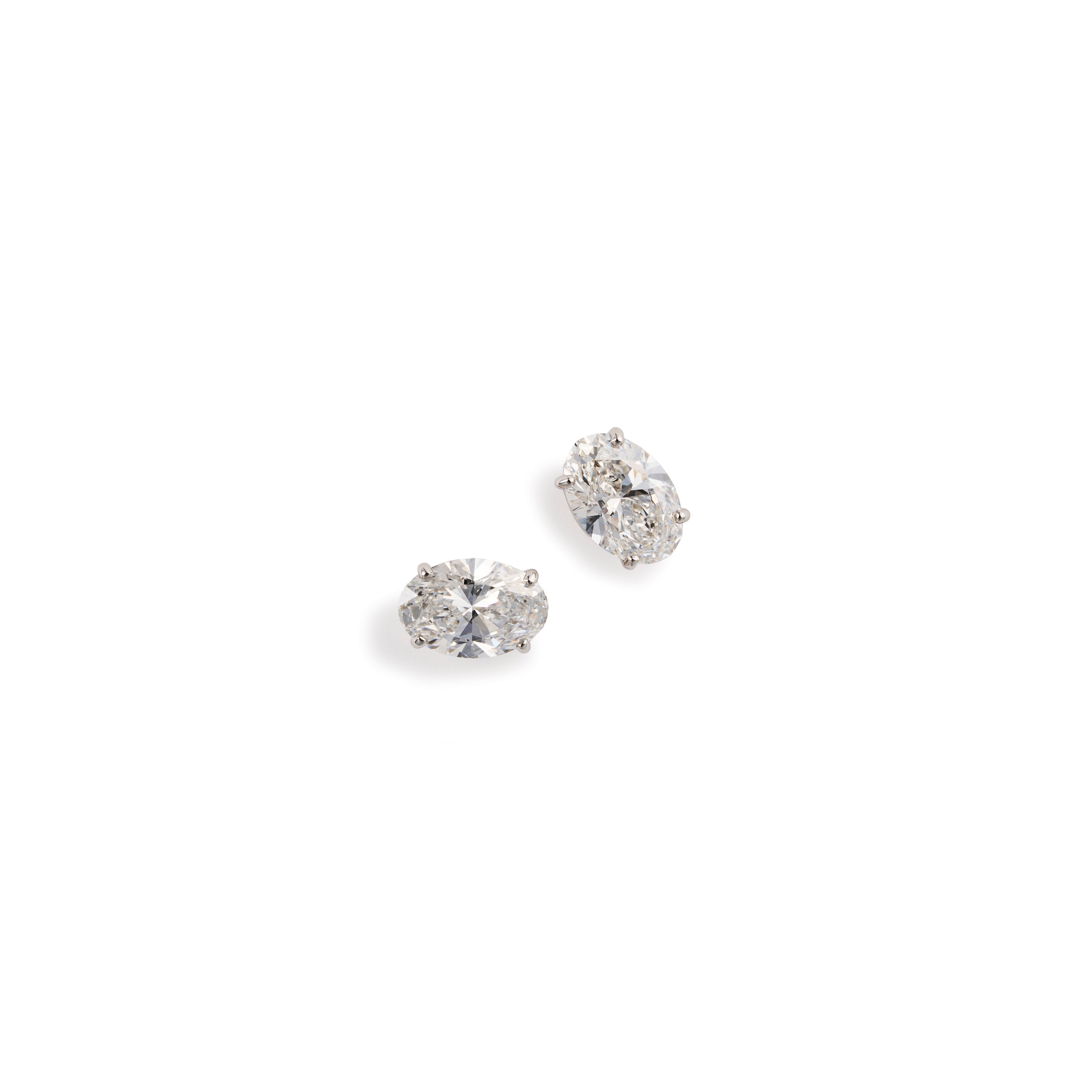 4 ct tw oval lab-grown diamond stud earrings in platinum by FacetsN – front view