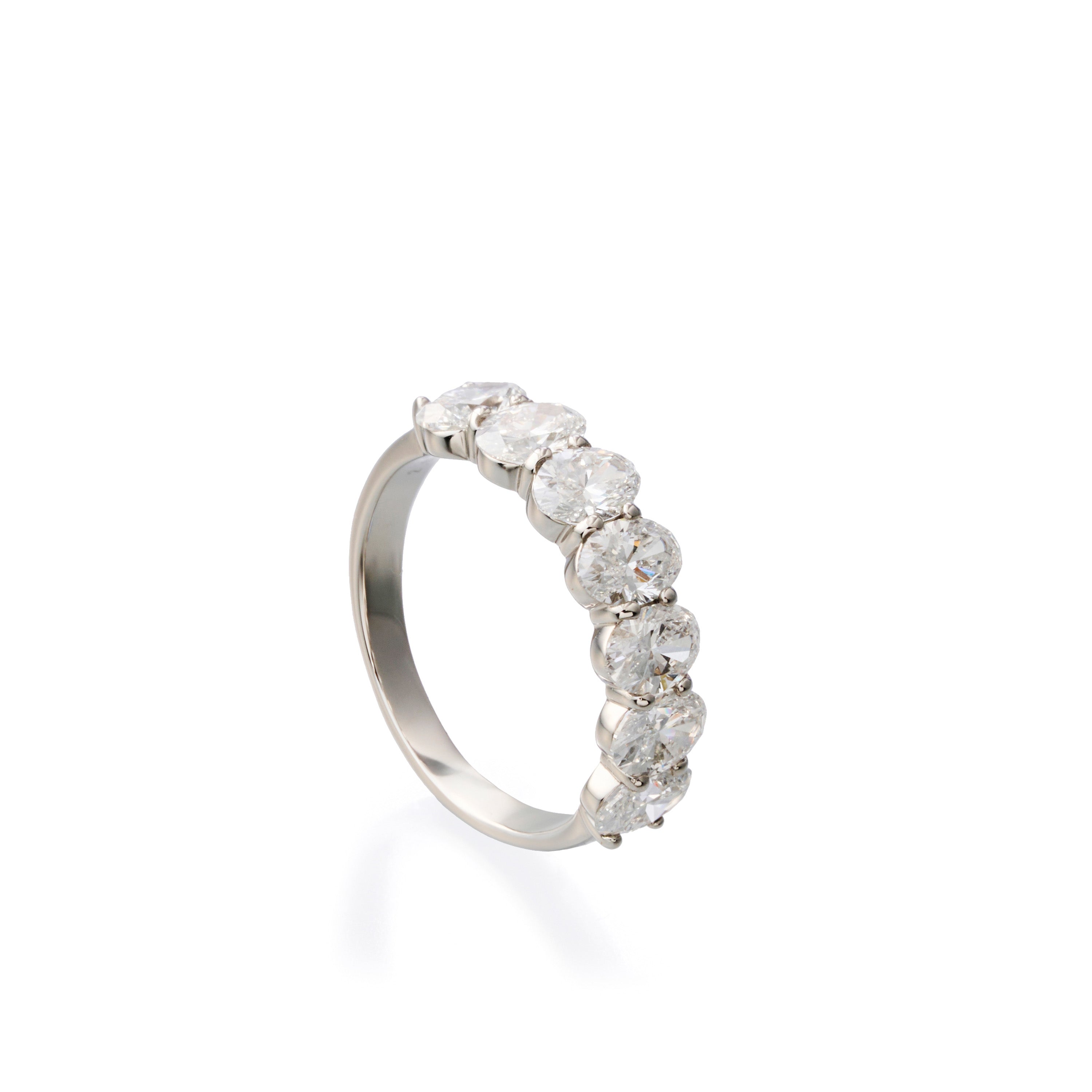 oval lab-grown diamond ring in 18K yellow gold by FacetsN – 45 degree view