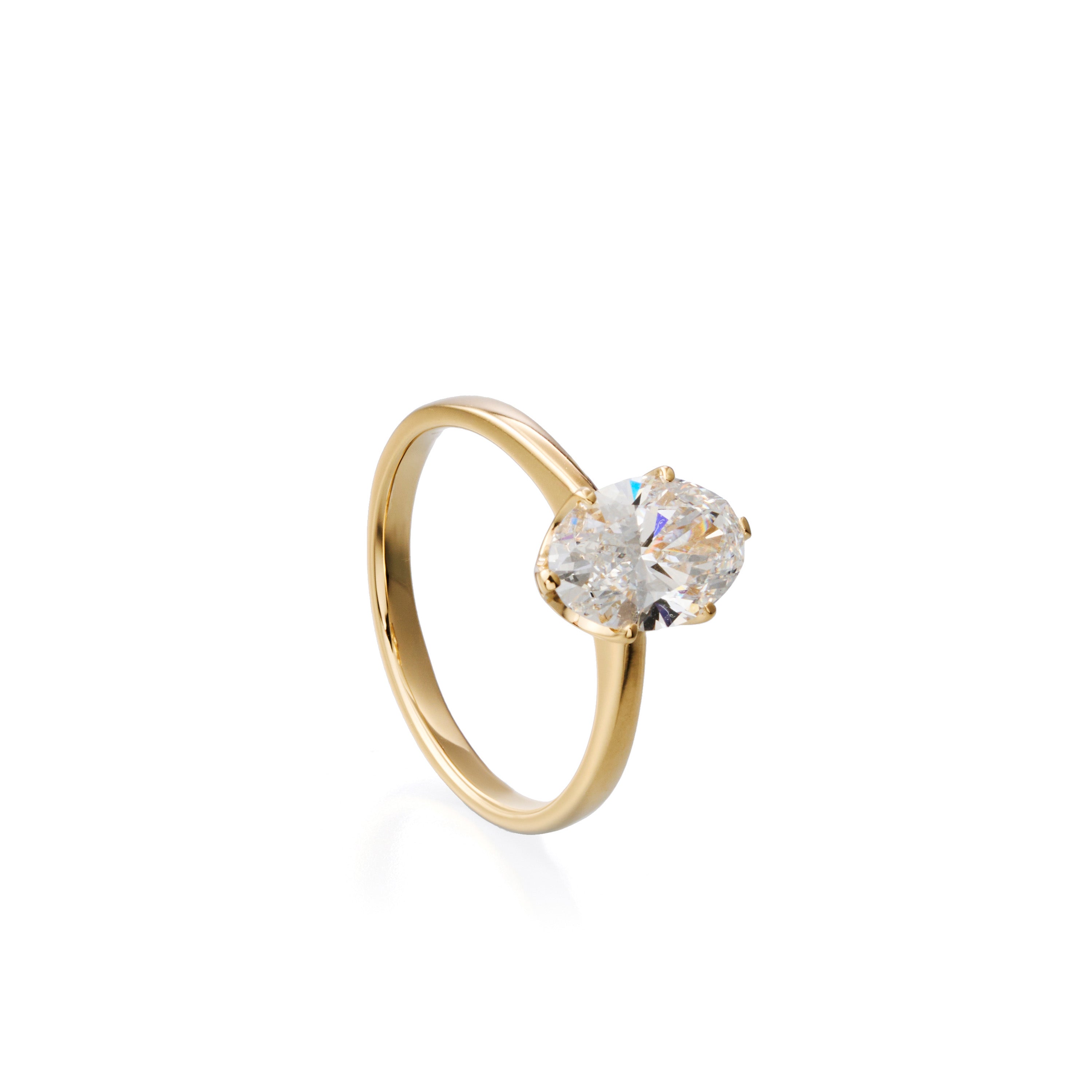 1.55 ct round brilliant lab-grown diamond ring in 18K yellow gold by FacetsN – 45 degree view