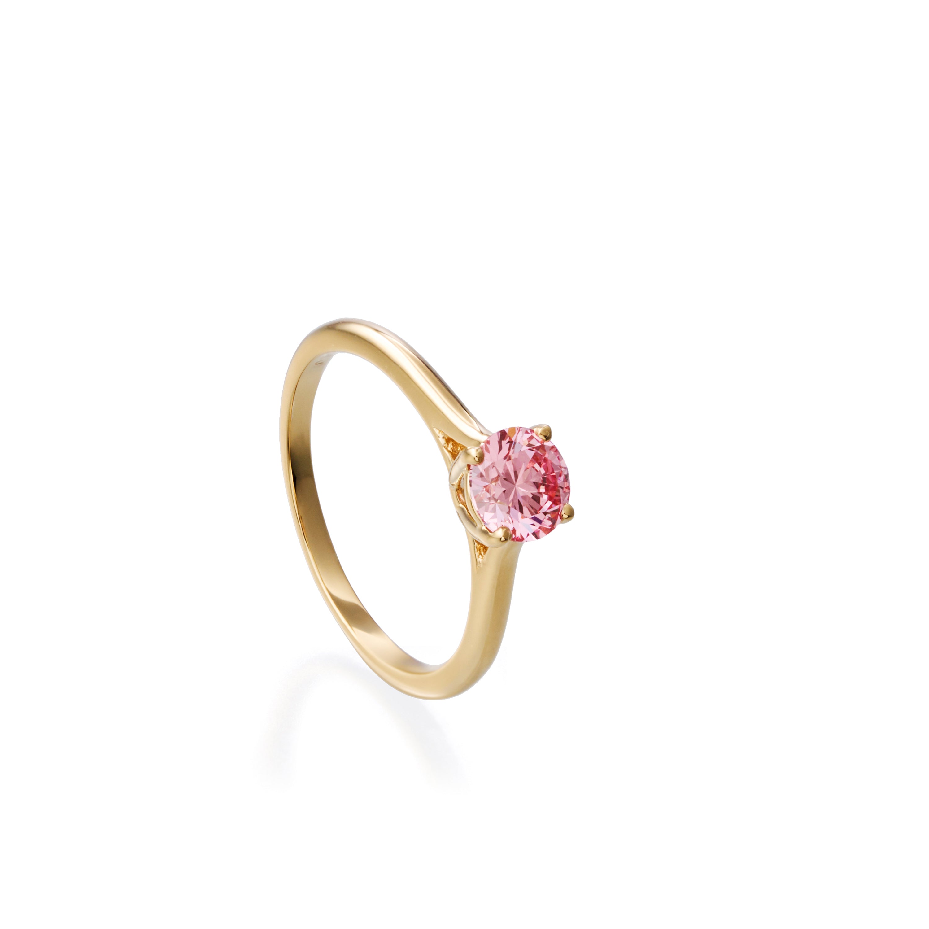 0.7 ct round brilliant lab-grown diamond ring in 18K yellow gold by FacetsN –45 degree view