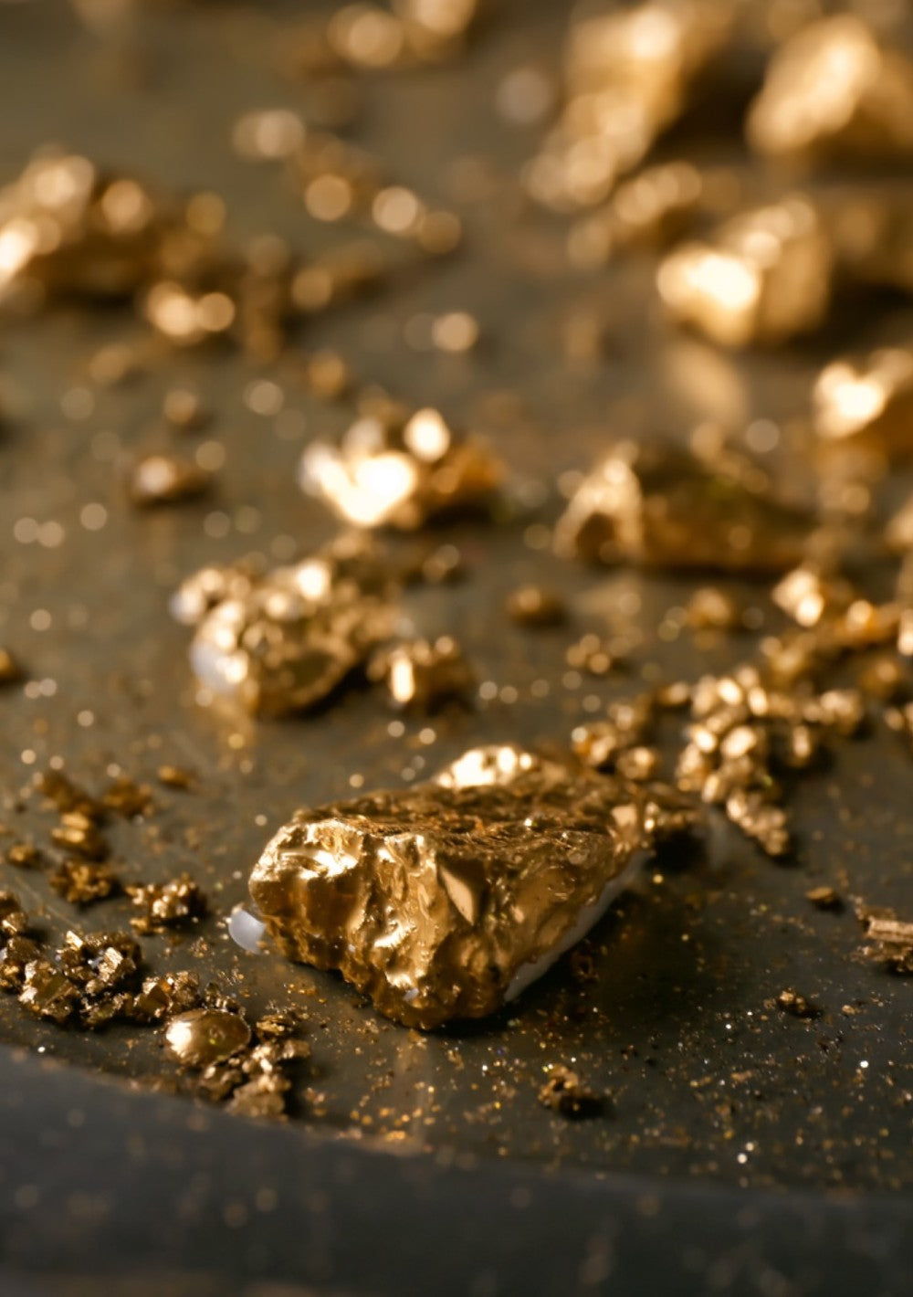 Detailed photograph of raw gold pieces, highlighting the precious metal foundation of FacetsN craftsmanship.