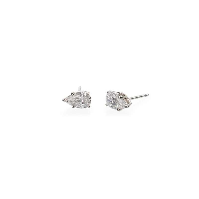 1.5 ct tw pear lab-grown diamond stud earrings in platinum by FacetsN – side view