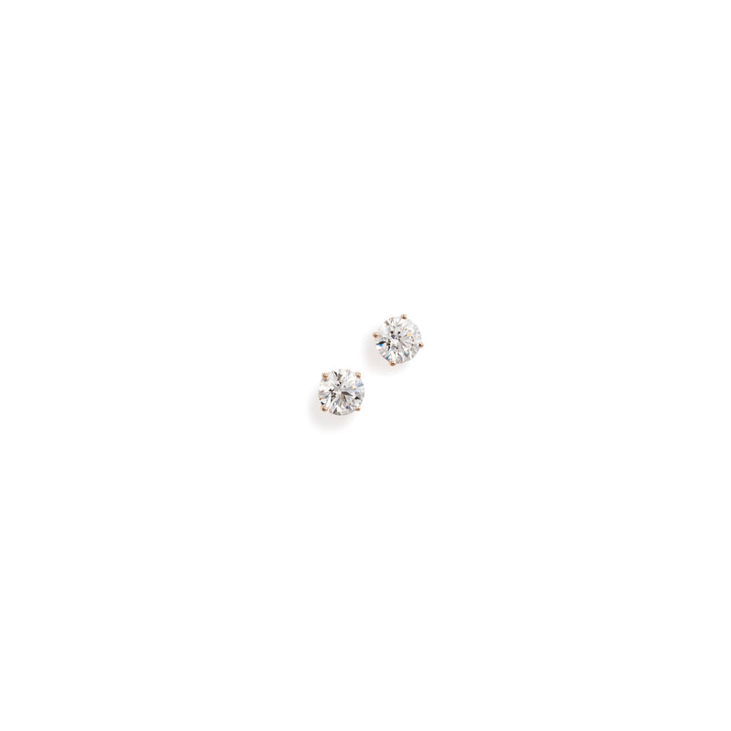 Front view: Round brilliant lab diamond stud earrings in 18k pink gold, 1.0 carat total weight, front view