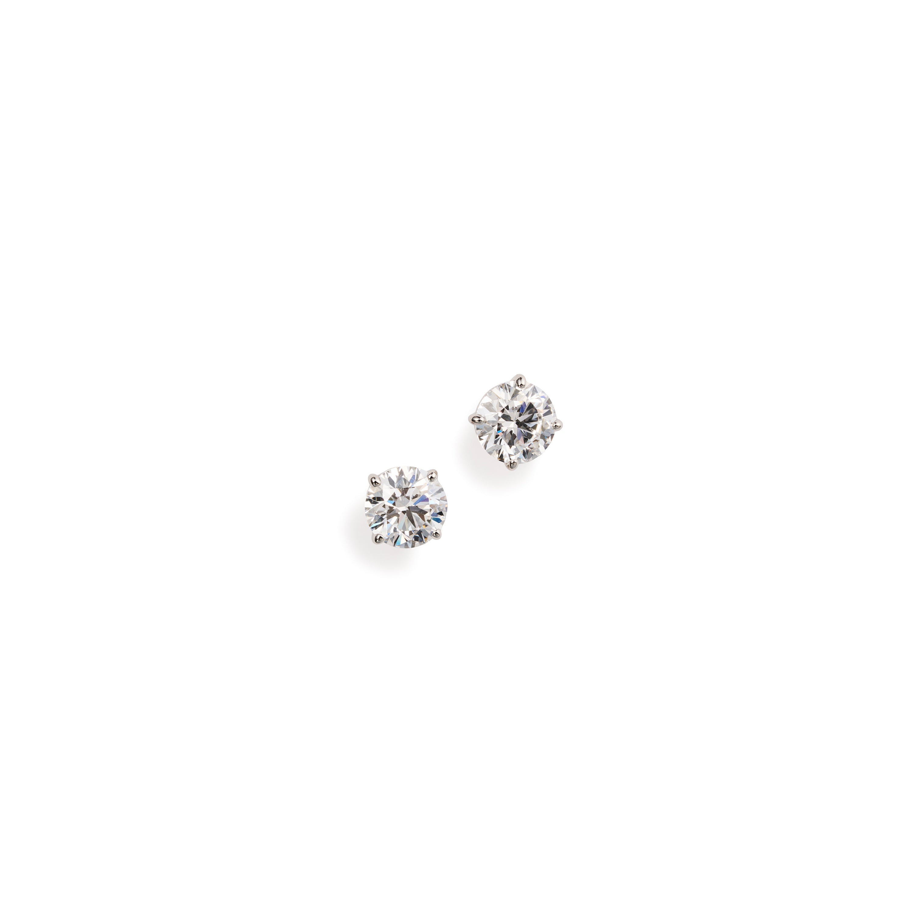 3 ct tw round brilliant lab-grown diamond stud earrings in platinum by FacetsN – front view