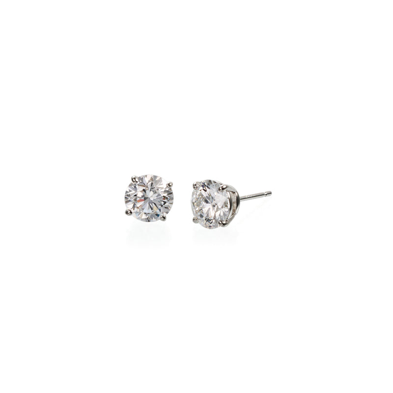 4 ct tw round brilliant lab-grown diamond stud earrings in platinum by FacetsN - side view