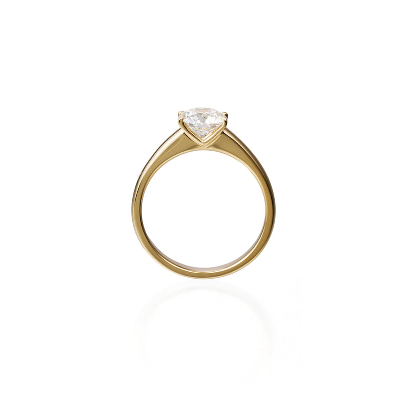 0.5 ct round brilliant lab-grown diamond ring in 18K yellow gold by FacetsN – upright view