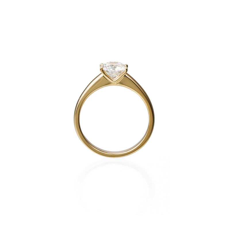 1.05 ct round brilliant lab-grown diamond ring in 18K yellow gold by FacetsN –upright view