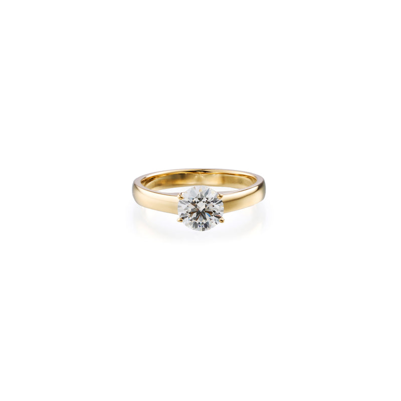 1.05 ct round brilliant lab-grown diamond ring in 18K yellow gold by FacetsN –front view