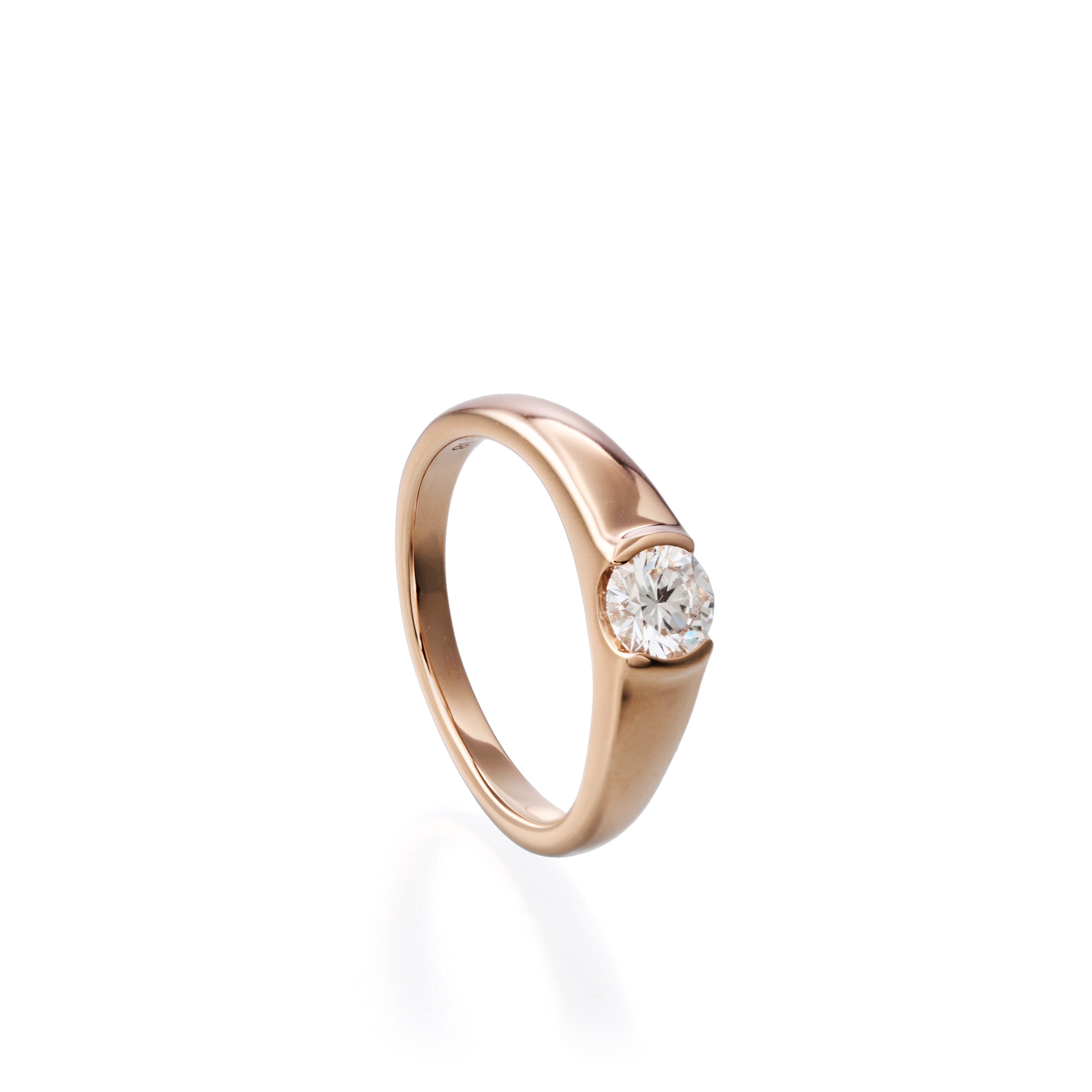 0.5 ct round brilliant lab-grown diamond ring in 18K pink gold by FacetsN – 45 degree view