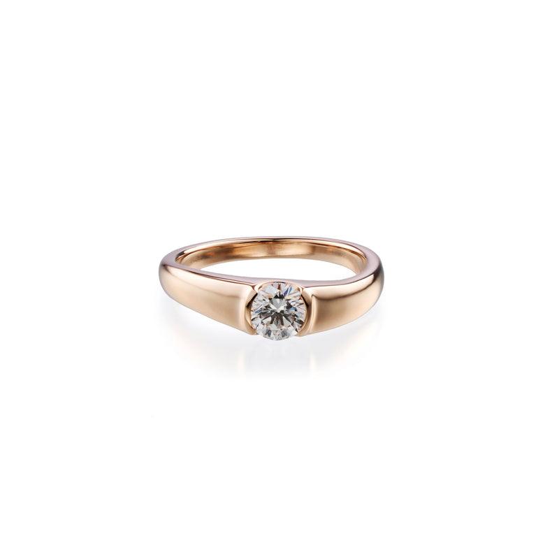 0.5 ct round brilliant lab-grown diamond ring in 18K pink gold by FacetsN – front view