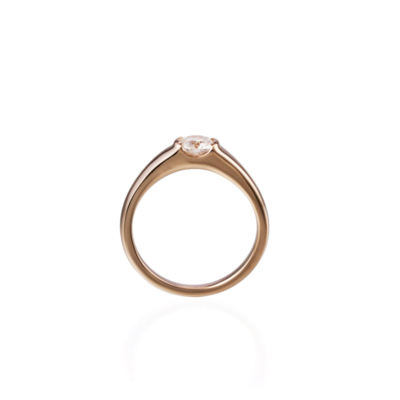 0.5 ct round brilliant lab-grown diamond ring in 18K pink gold by FacetsN – upright view