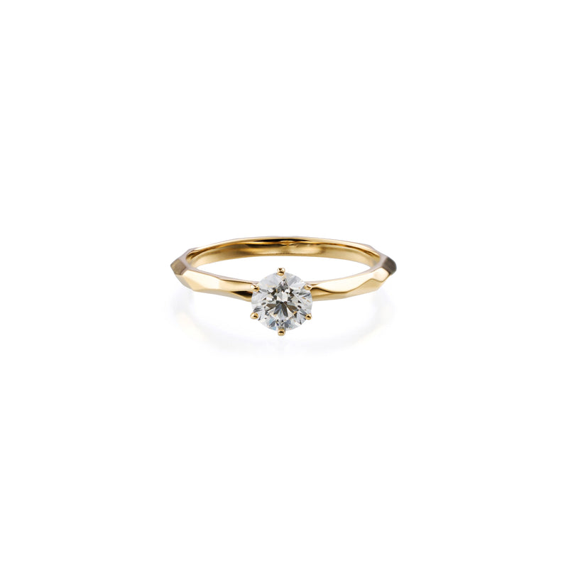 0.54 ct round brilliant lab-grown diamond ring in 18K yellow gold by FacetsN – front view