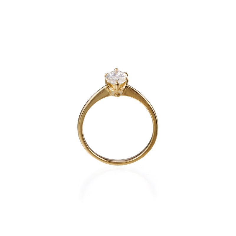 1.02 ct marquise lab-grown diamond ring in 18K yellow gold by FacetsN – upright view