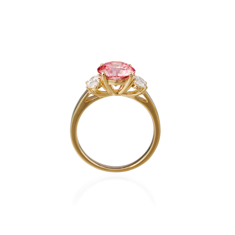 2.12 ct round brilliant lab-grown diamond ring in 18K yellow gold by FacetsN – upright view