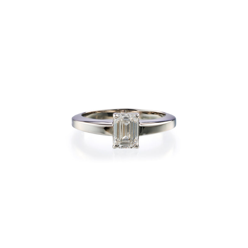 1.03 ct emerald lab-grown diamond ring in platinum by FacetsN – front view