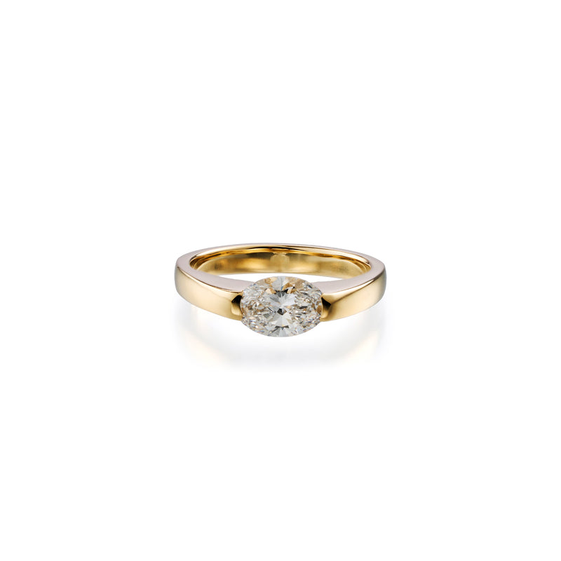 0.50 ct oval lab-grown diamond ring in 18K yellow gold by FacetsN – front view