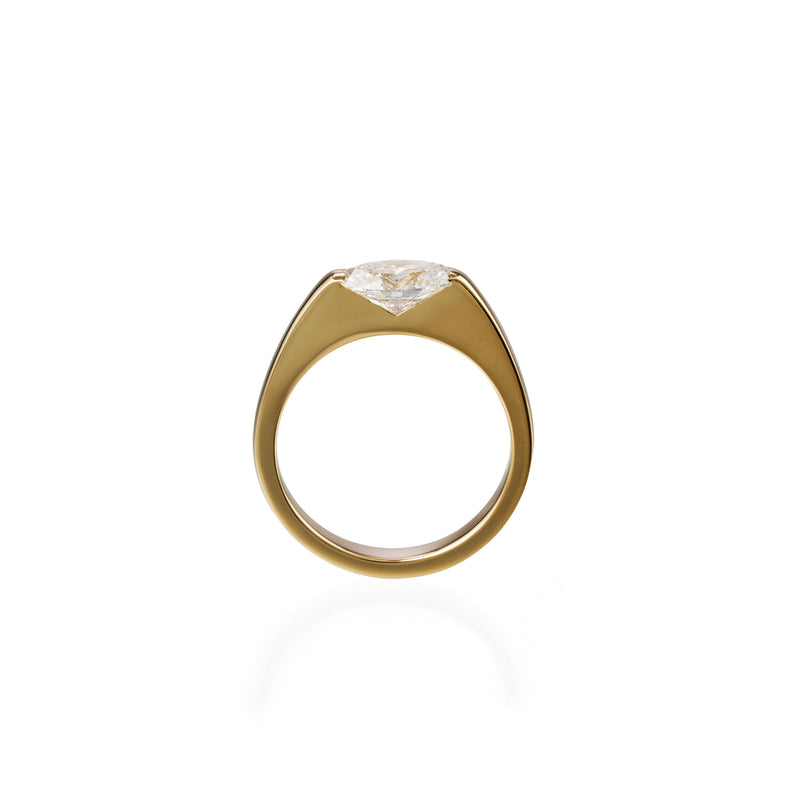 1.03 ct round brilliant lab-grown diamond ring in 18K yellow gold by FacetsN –  upright view