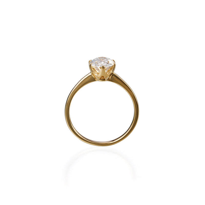 1.55 ct round brilliant lab-grown diamond ring in 18K yellow gold by FacetsN – upright view