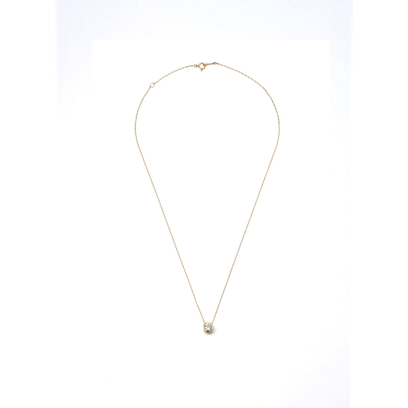0.51 ct round brilliant lab-grown diamond necklace in 18K Yellow Gold with bezel, low-profile on an azuki chain close-up of the pendant detail