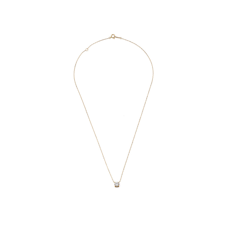 0.51 ct round brilliant lab-grown diamond necklace in 18K Yellow Gold with 4-prong basket on an azuki chain full necklace view