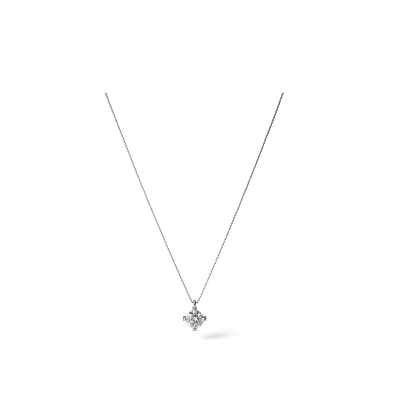 0.53 ct round brilliant lab-grown diamond necklace on a platinum venetian (box) chain, full necklace view