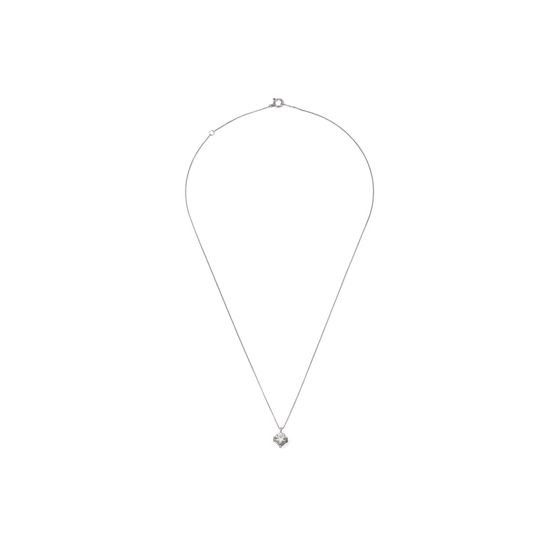 0.53 ct round brilliant lab-grown diamond necklace on a platinum venetian (box) chain close-up of the pendant detail