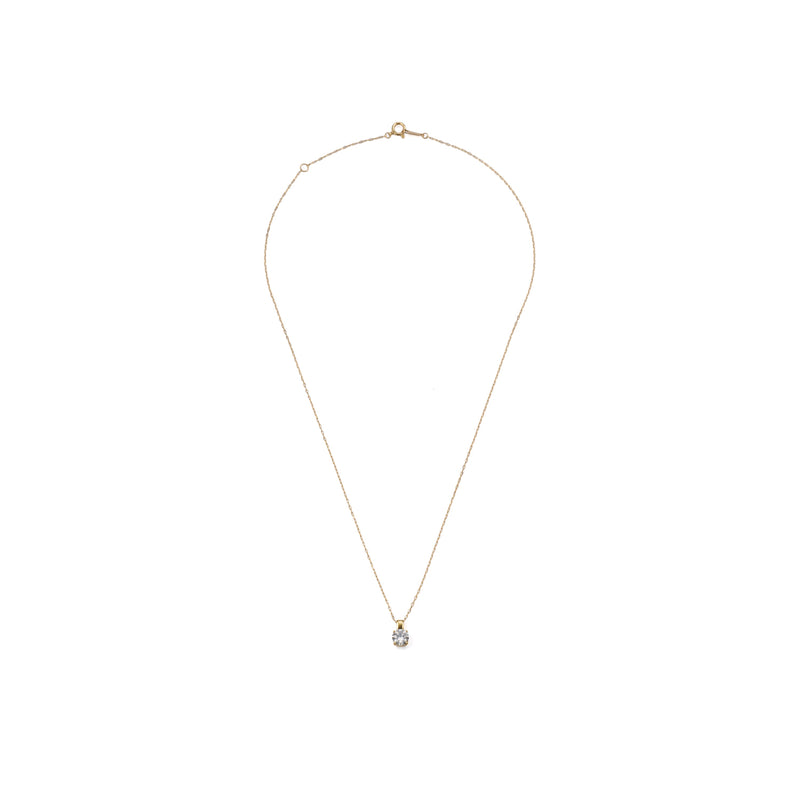 0.51 ct round brilliant lab-grown diamond necklace in 18K Yellow Gold on an azuki chainclose-up of the pendant detail on a white background.