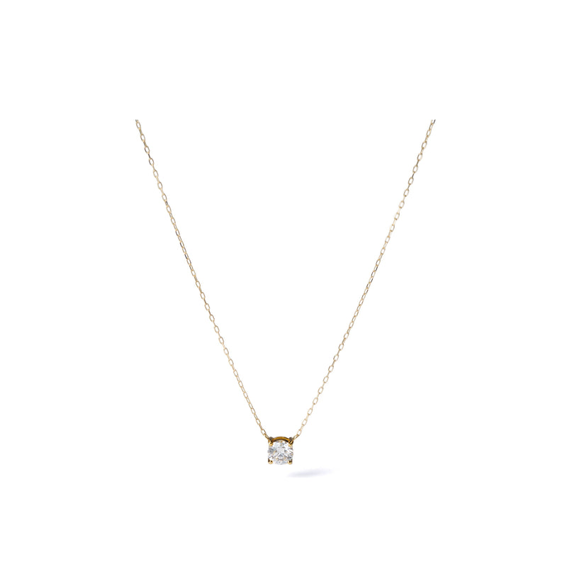 2.0 ct round brilliant lab-grown diamond necklace in 18K yellow gold open basket on an azuki chain, full necklace view